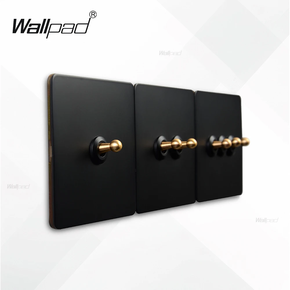 

WALLPAD Wall Toggle Switch Matte Black Stainless Steel Panel 1-3 Gang 2 Way Type C Charge Ports 4MM Thin Edge 110-240V 86x86mm