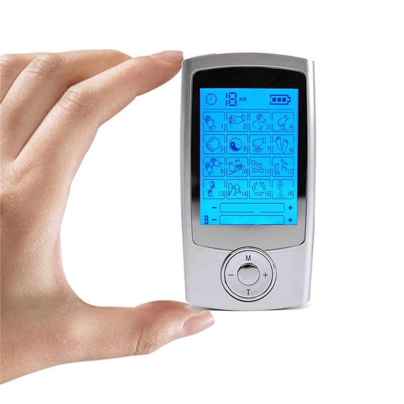 Eletroestimulador de terapia digital dezenas de pulso corporal, 16 modos elétricos, massageador de acupuntura ems, estimulador muscular