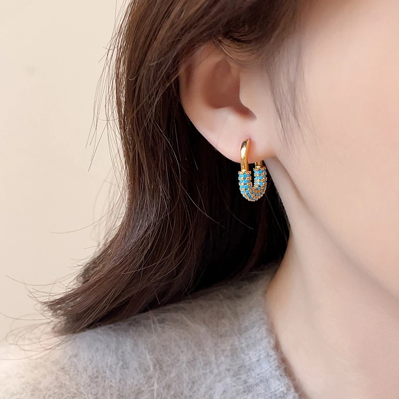 Türkis-Plattierte 18K Gold U-förmige Ohrringe für Damen 2026 Neues Trendiges Design Schmuck Luxuriöses Accessoire für Partys Geschenk – Detail 8