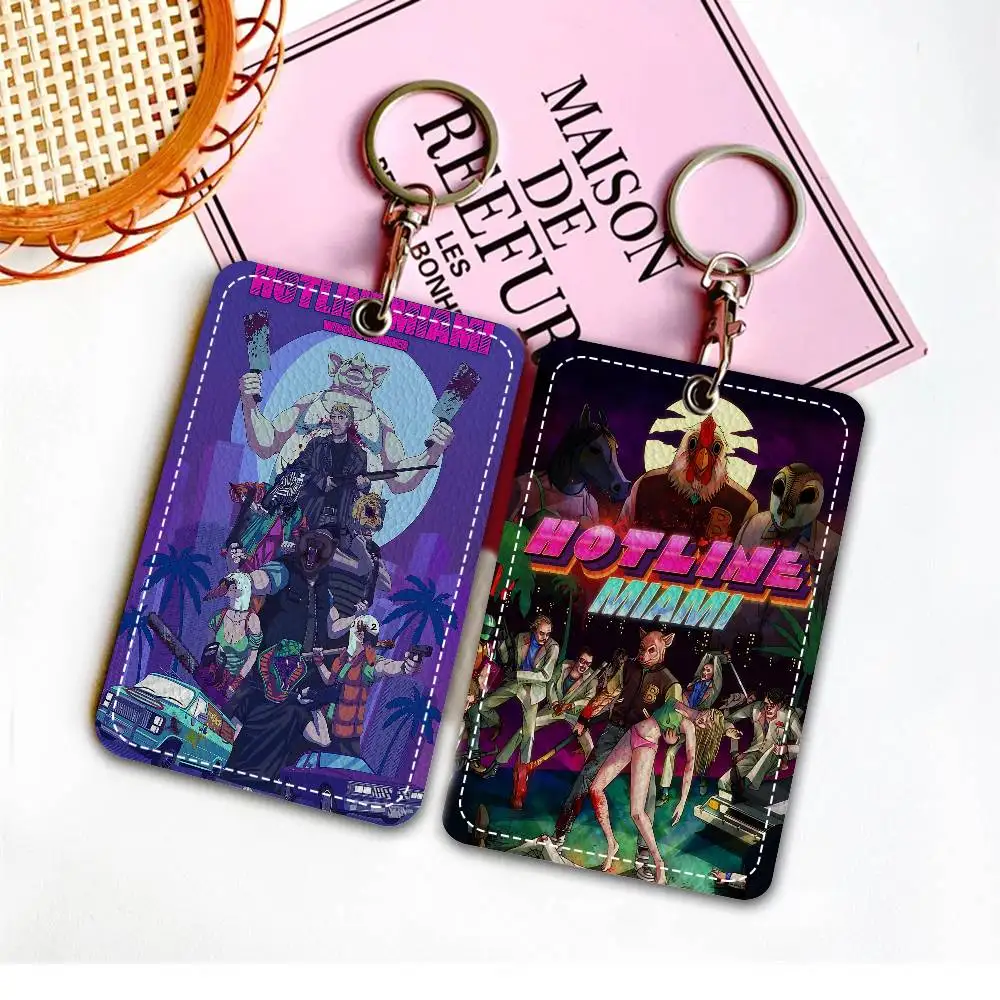 حامل بطاقة الوصول الكلاسيكي H-Hotline M-Miami Action Game Style PU مع سلسلة مفاتيح - حماية تنفيذية لبطاقة البنك والمترو الأنفاق #3