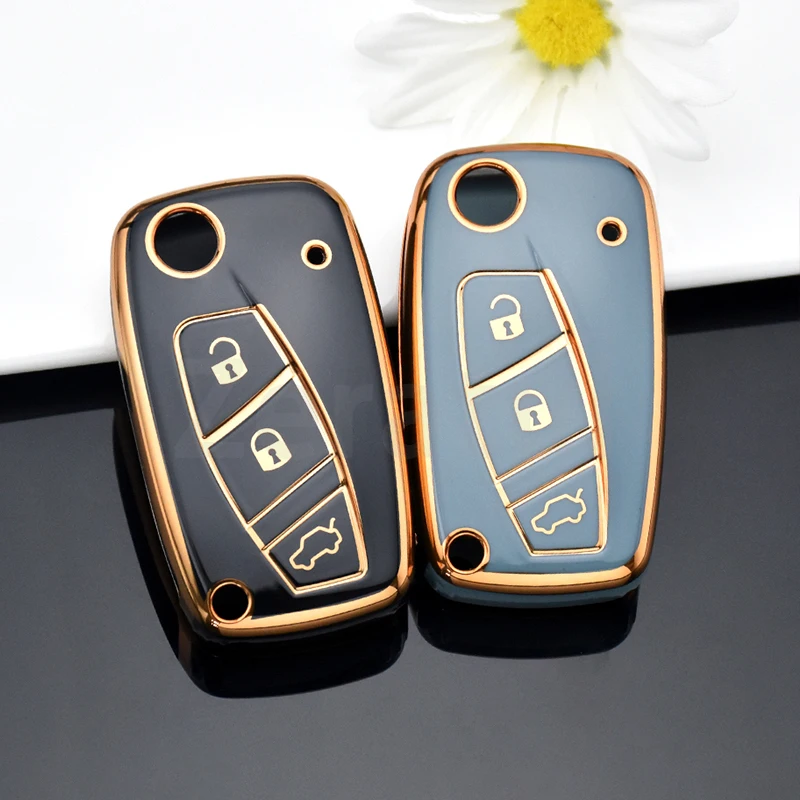 TPU Shell Fob For FIAT 500 Ducato Minibus Panda Stilo Punto Doblo Grande Bravo 3 Buttons Car Flip Key Case Cover Accessories