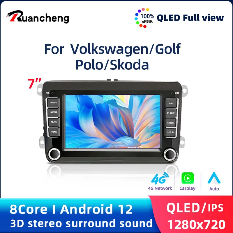 

Android 12 360 For VW Volkswagen Golf Polo Skoda Rapid Octavia Radio Tiguan Passat b7 Jetta 2 Din Auto Carplay GPS Radio128G