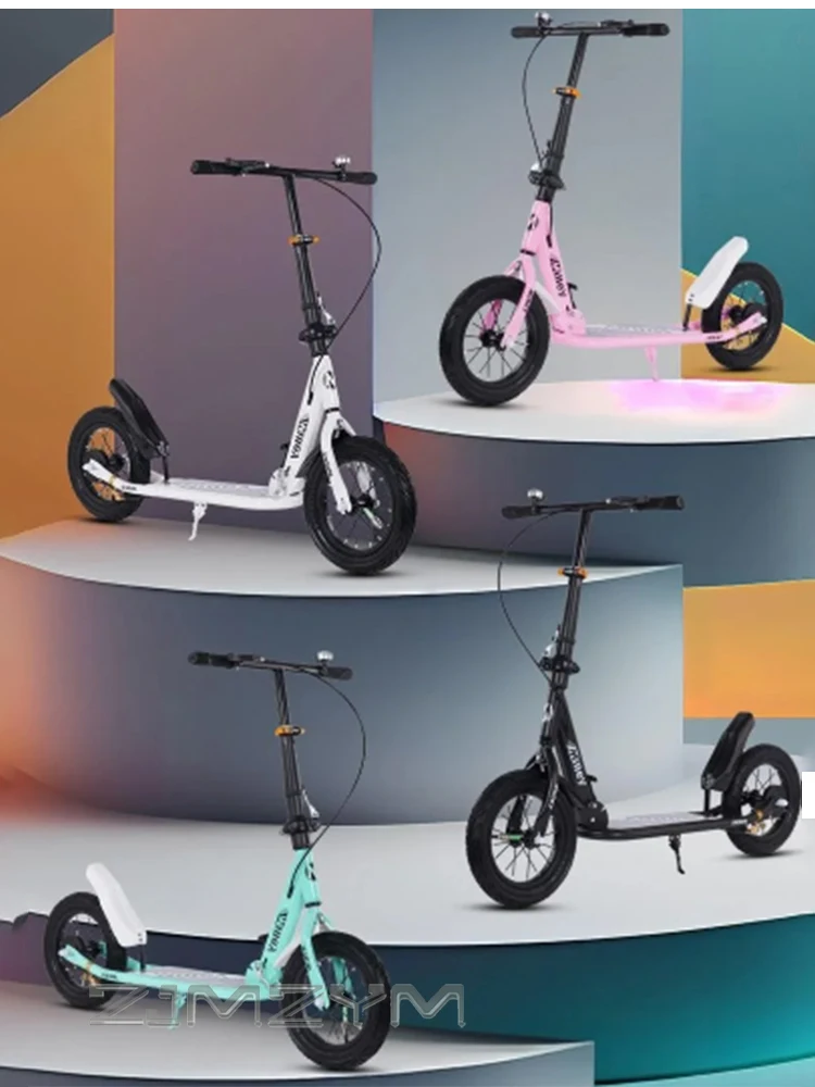 AliExpress ZJMZYM Foldable Kick Scooter for Adults Teens Kids 6+ Adjustable Height Portable Scooter for City Commuting Leisure Outdoor Cycling