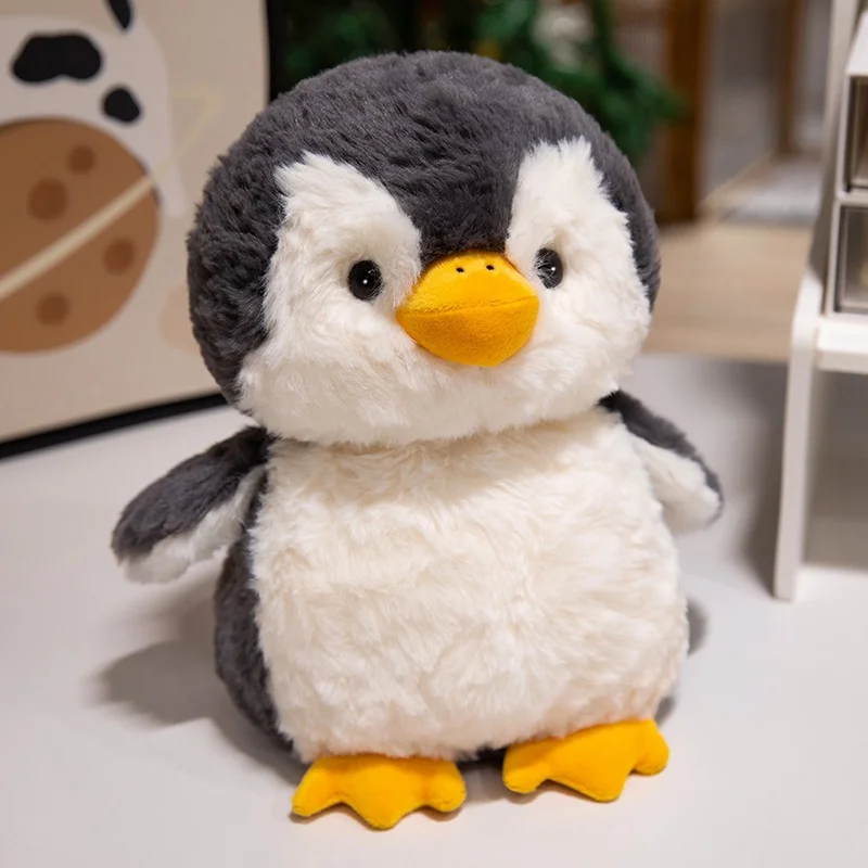 ﻿   20cmキュートなふわふわ漫画帽子スカーフペンギンぬいぐるみ枕黒ピンク動物ぬいぐるみおもちゃ家の装飾ギフト男の子女の子向け