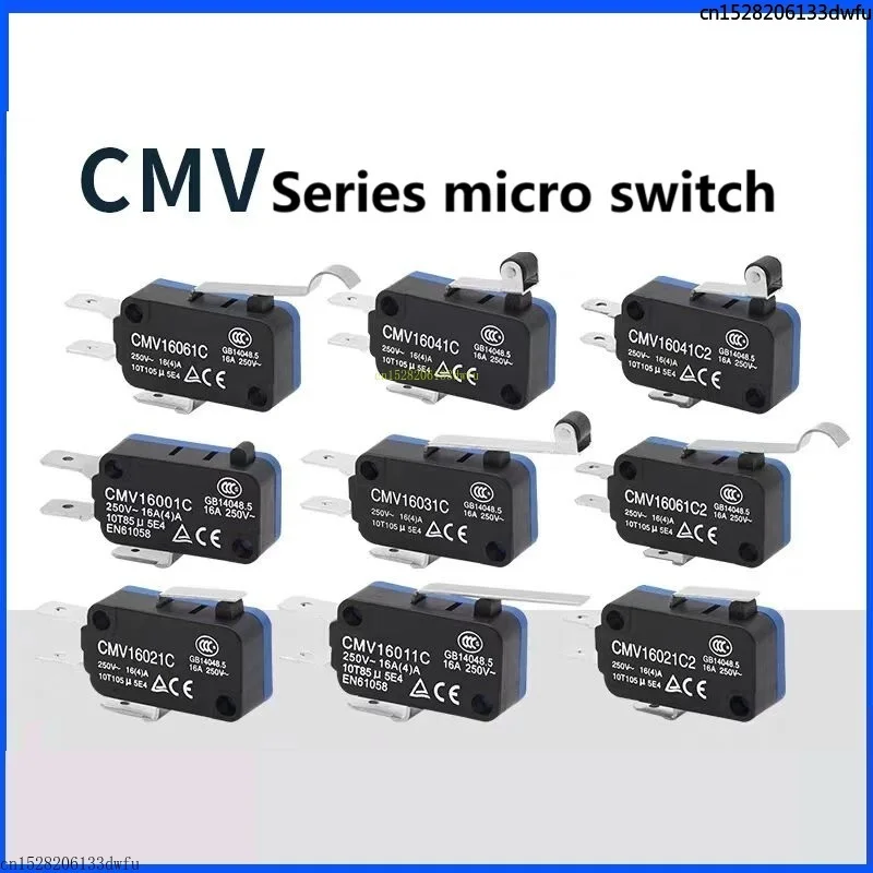 Electric Small Micro Motion Travel Switch CMV16001C Self Reset 16A Button 250 Terminal Connector