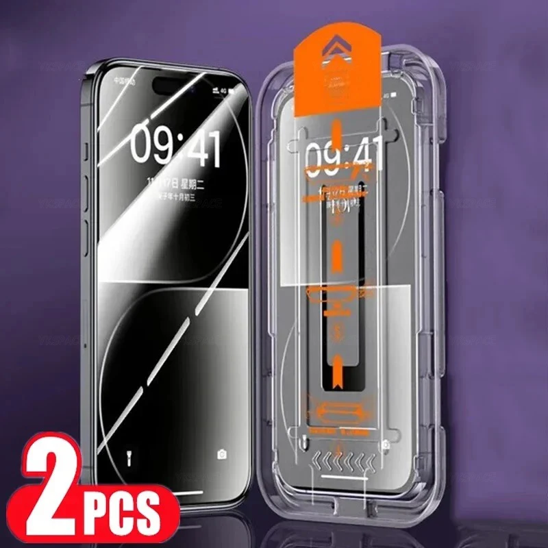 2Pcs One Click Dust Free Privacy Anti-Spy Tempered Glass For iPhone 16 15 14 Plus 13 12 mini 11 Pro XS Max X XR Screen Protector