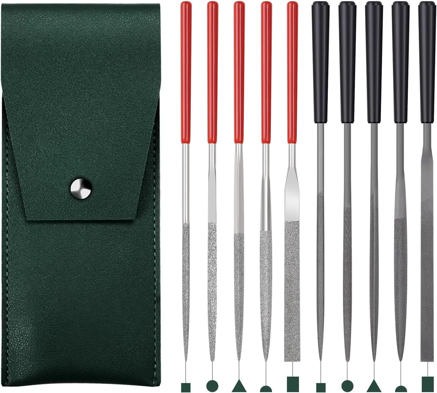 

Mini Needle File Set 10pcs with Synthetic Leather Case for Precision Sanding on Wood Plastic Metal Jewelry