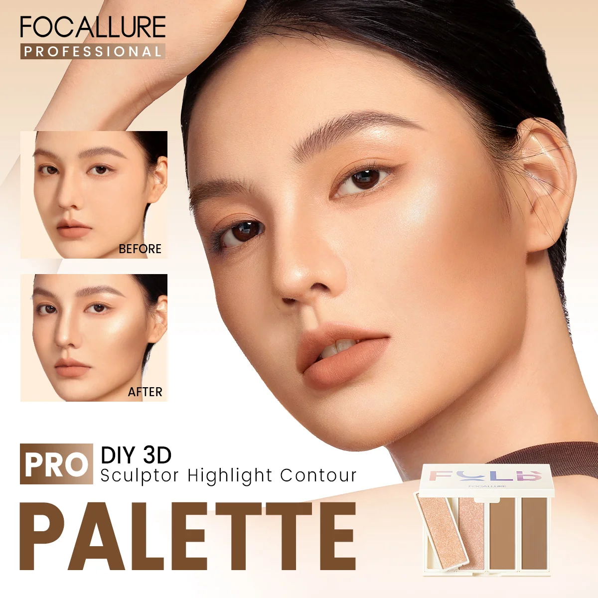 FOCALLURE DIY Matte Face Bronzers Highlighters Palette Waterproof Long-lasting Shimmer Pigment Contour Powder Makeup Cosmetics