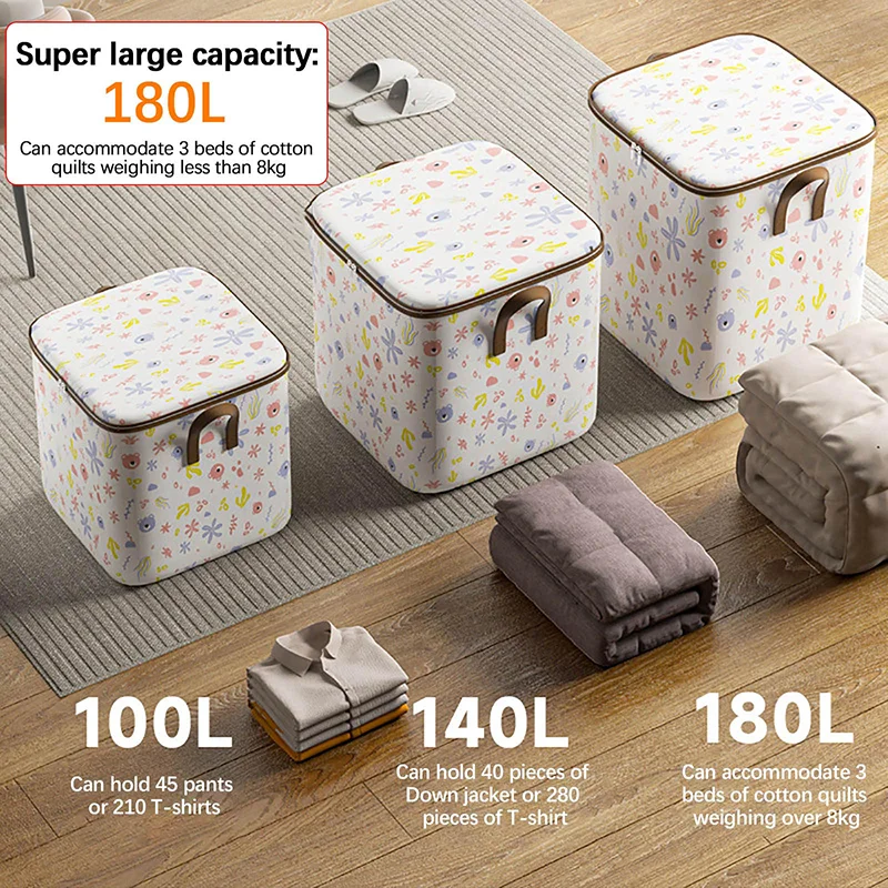 Quilt Storage Box Dustproof Organizers Non-Woven Wardrobe Space Saving Bag House-Moving Bedding Box Travel Storage Organization