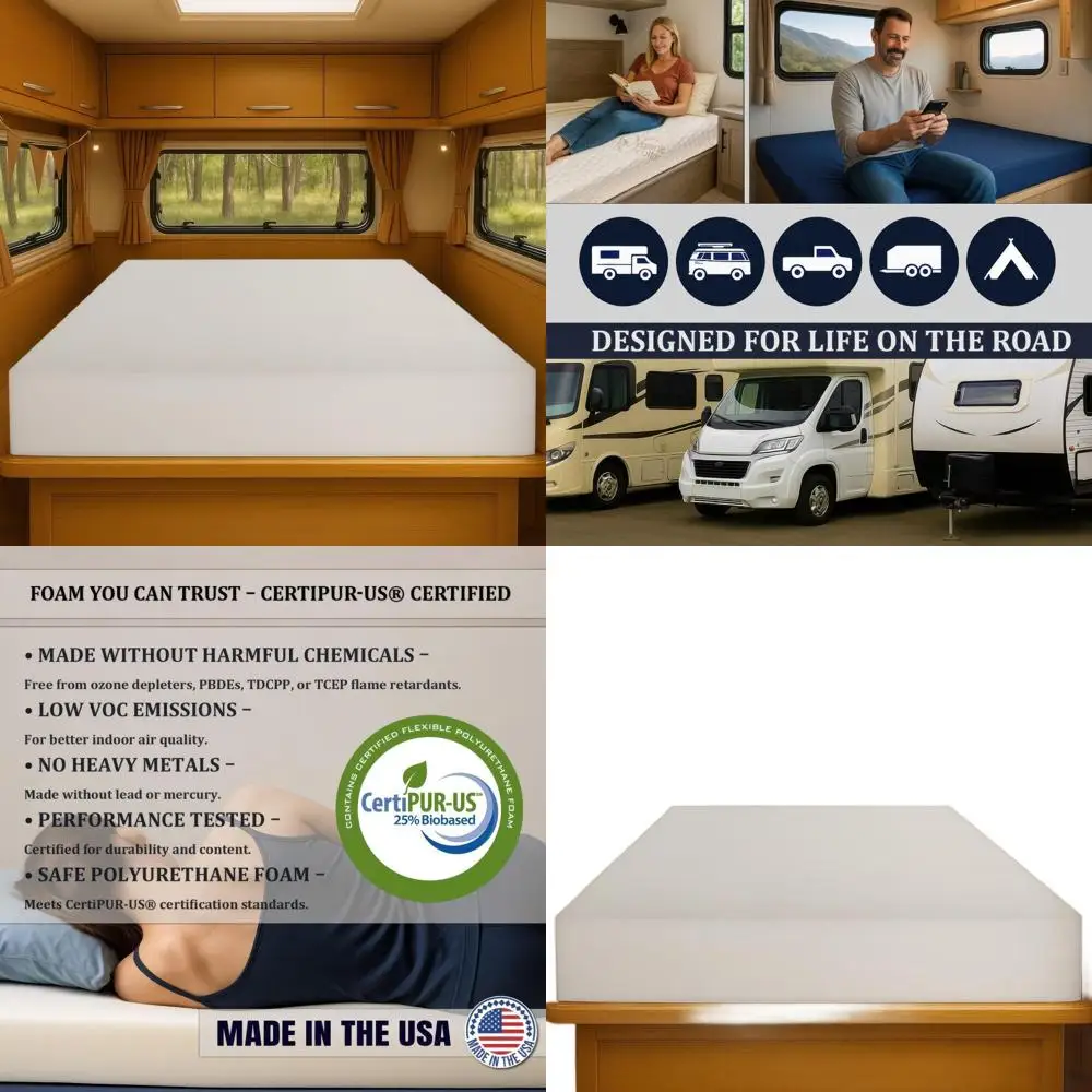 

Firm Premium Comfort 3 x 28 x 72 High-Density RV Bunk Mattress, USA-Made, No Cover