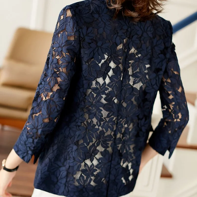 Blazers Women Summer New Elegant All-match Single Button Leisure Comfortable Ulzzang Trendy Lace M-6XL Clothing Solid Hot Sale