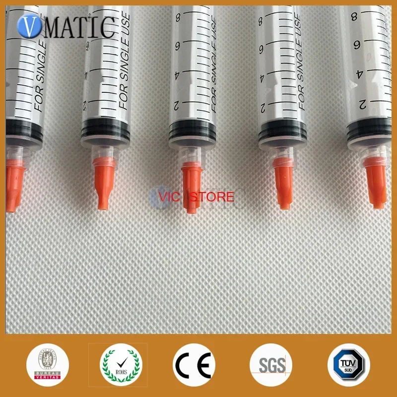 Free Shipping Non Sterilized 5 Pcs 10ml/cc Hand Manual Syringe With 5 Tip Cap Stopper