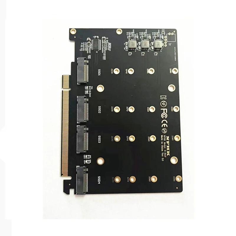 Pcie 4.0 X16 Hard Drive Adapter Card 4 Nvme M.2 SSD Array Card Multifunctional Convenient VROC Slot Card Adapter Easy Install