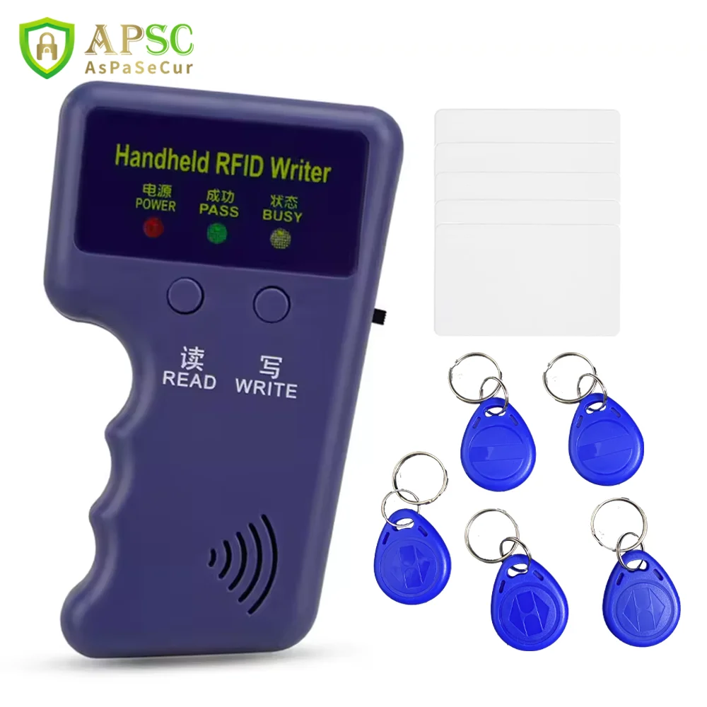 ASPA Repetitive Handheld 125KHz EM4100 EM5200 RFID ID Card Writer Copier Duplicator Programmer T5577 Rewritable Keyfobs Tags