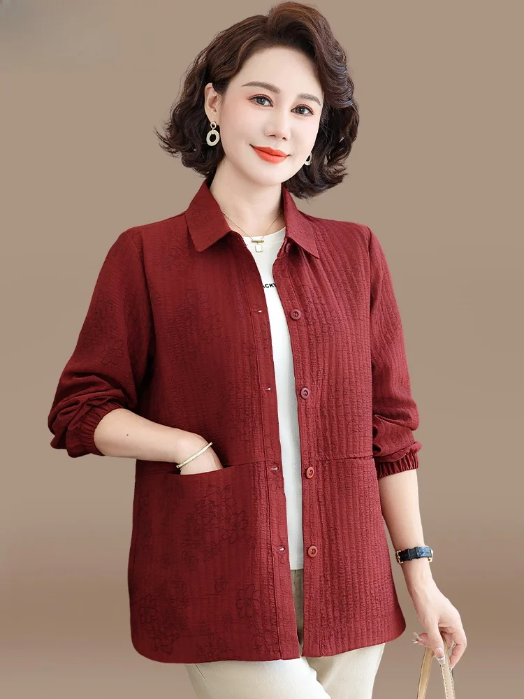 

Весенняя модная верхняя одежда для женщин старше 50 лет, придающая молодой вид, удлиненная куртка свободного кроя с воротником.