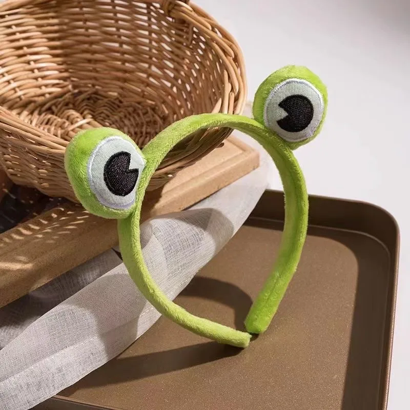 Funny Cartoon Green Frog Animal Ears Makeup Wide-brimmed Elastic Headbands for Women Cute Girls Hair Bands Casual Accessories