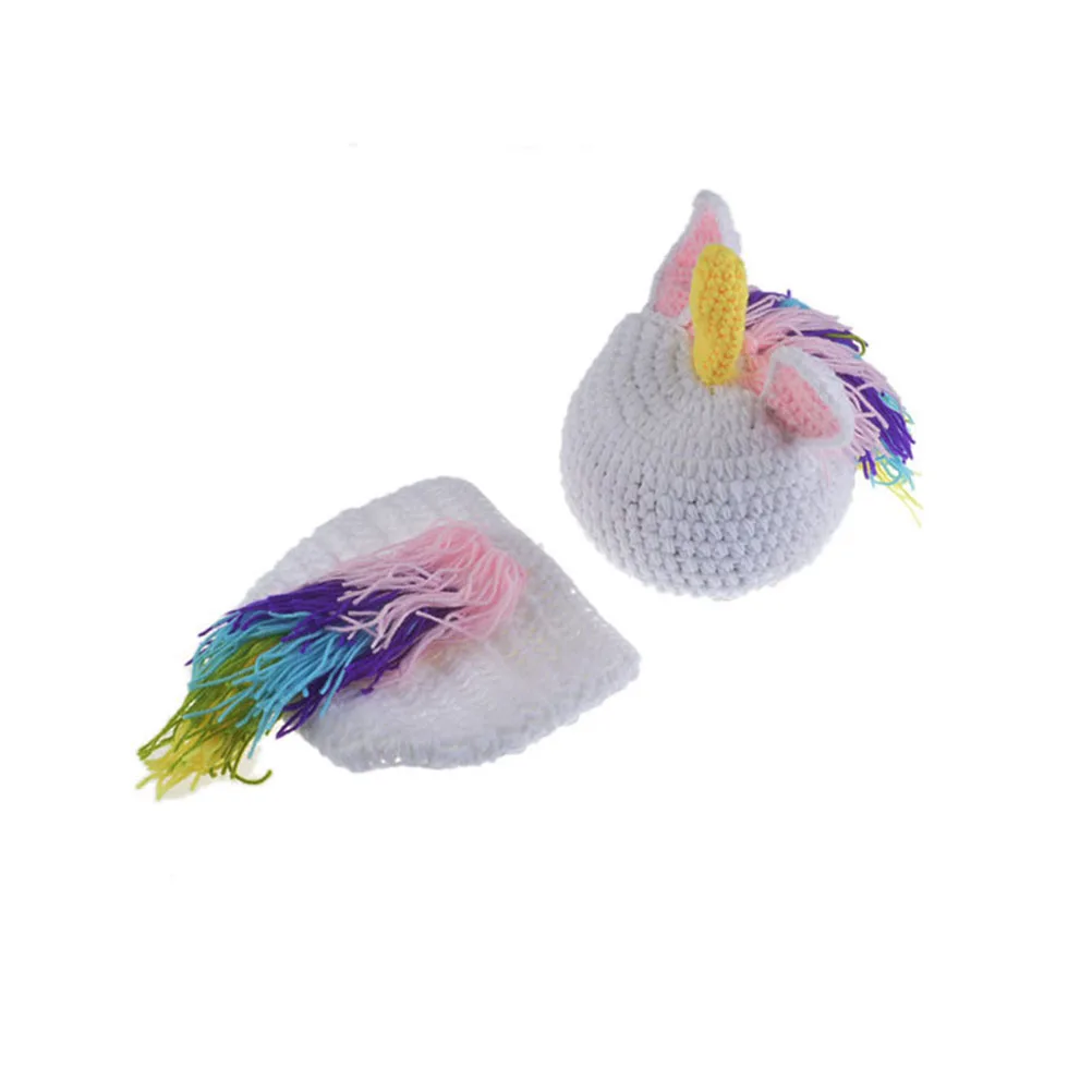 

Baby Photography Costumes Kit Unicorn Handmade Wool Knitted Clothes Photo Props For Newborn Boys Girls Rosy Color
