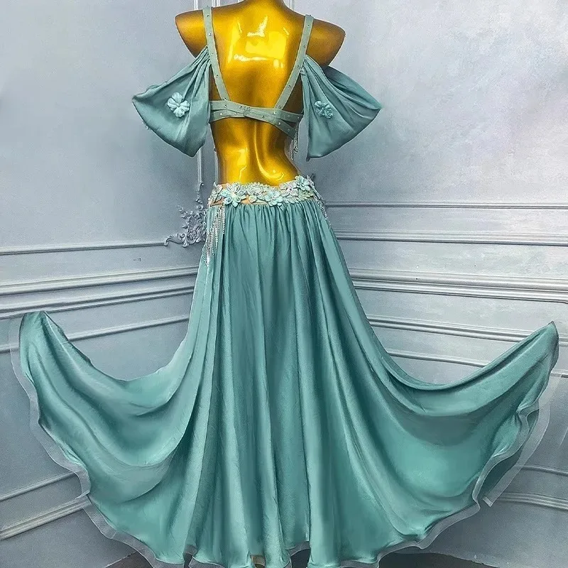 Roupas de dança do ventre personalizadas, fantasia de performance para mulheres, novo conjunto de roupa de dança oriental, saia grande, traje de dançarina do ventre, 2025