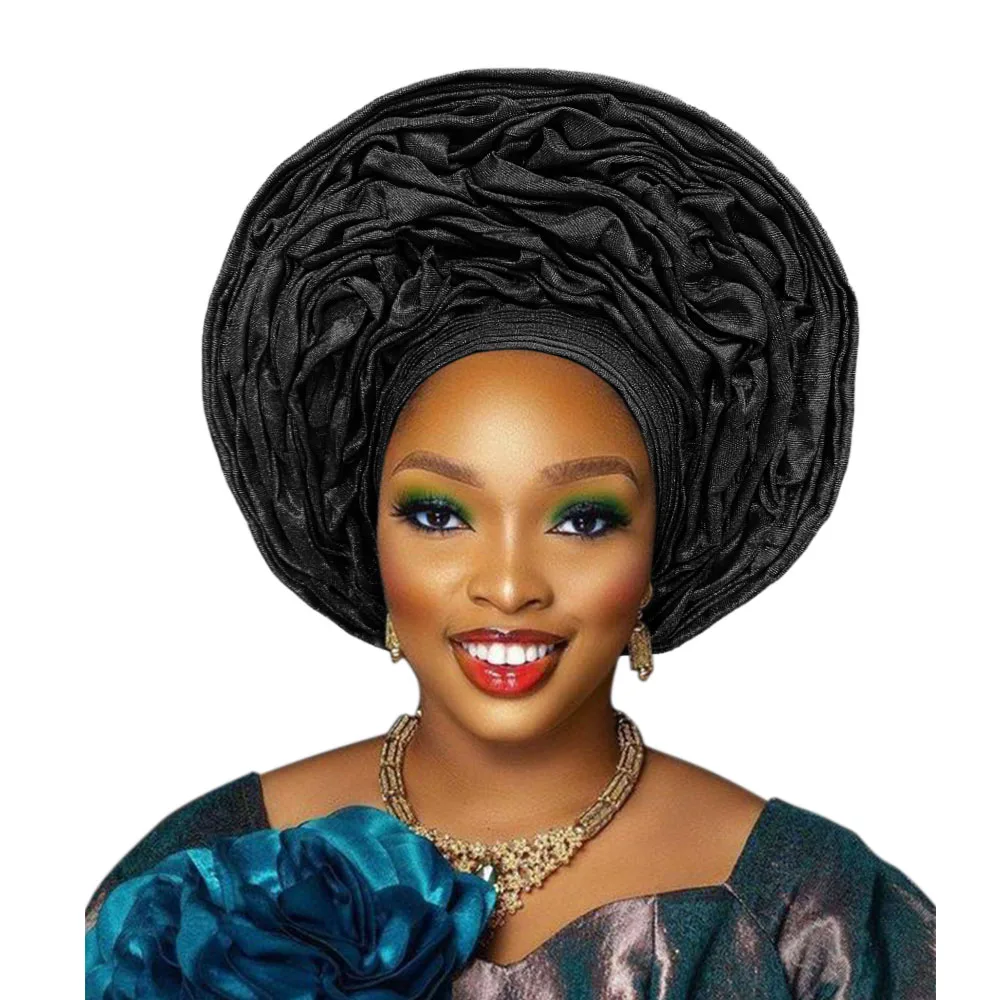 Nigerian Aso Oke Headtie Auto Gele Headwrap African Fashion Wedding headdress for women