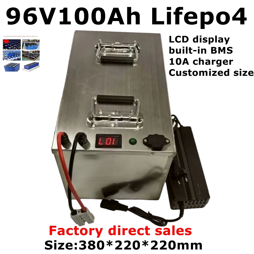 Batterie Lithium HX Lifepo4 de 96V, 100Ah, BMS 32S 116V, pour Véhicule AGV Sicile, Scooter, Moto 8000W pour 8.5, Charger 10A Inc