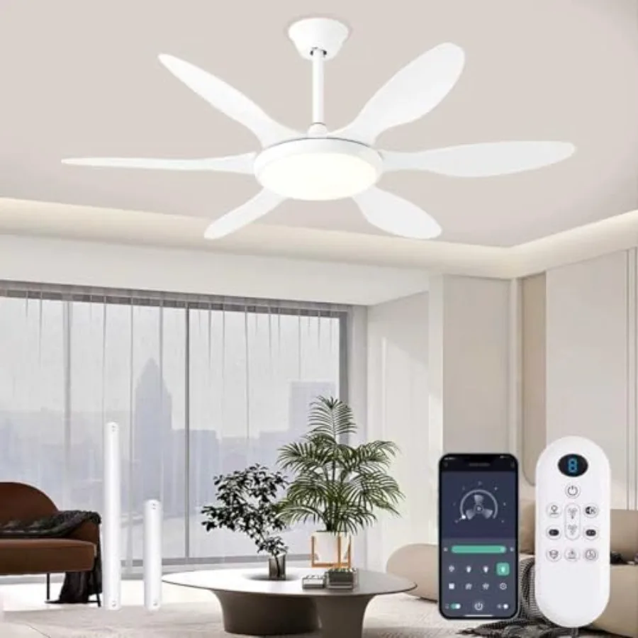 

Ceiling Fans with Lights 51 Inch Ceiling Fan with Light and Remote Control Reversible 3CCT Dimmable Noiseless LED Ceiling Fan f