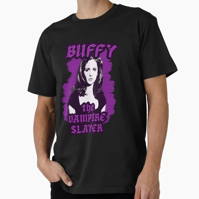 Buffy Inspired Graphic T-Shirt, 0811 Vintage Vampire Slayer Print Tee, Retro Horror Series Short Sleeve Casual Shirt US Size Top