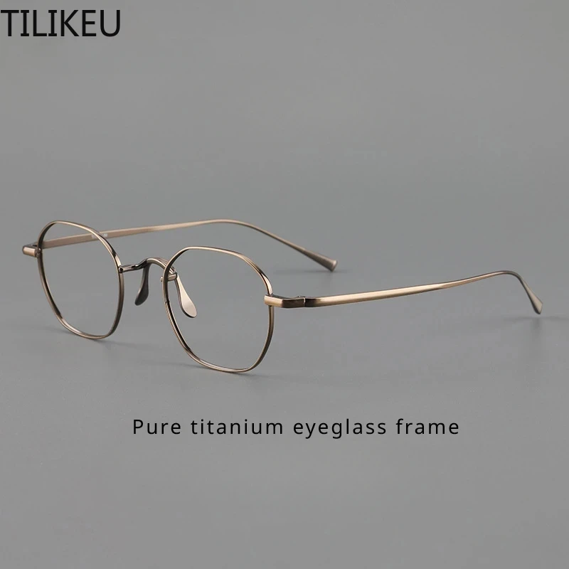 Japanese Pure Titanium Myopia Glasses Frames Men Women Can Be Equipped with Degree Lenses Retro Small Frames Ultra Light Frames