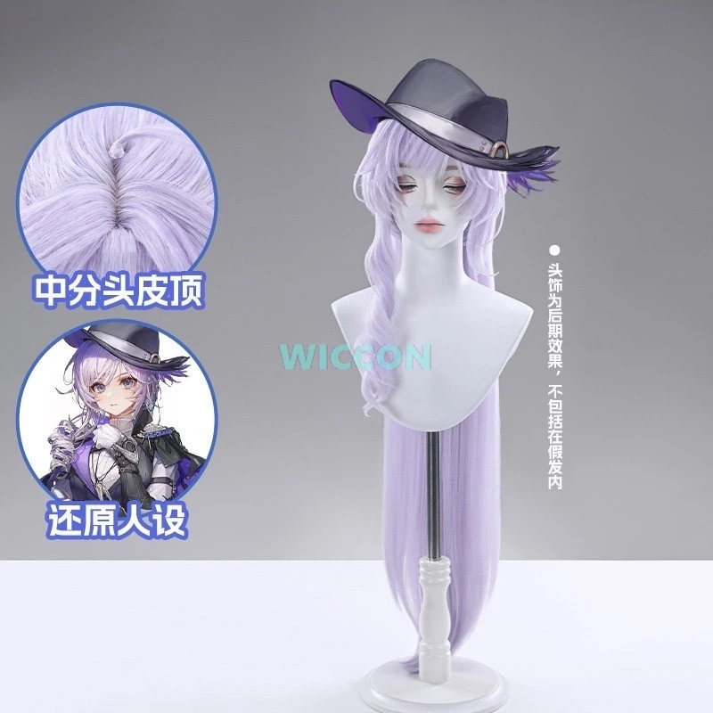Silver Palace Detektiv-Cosplay-Perücke Kostüm Anime-Spiel 50cm Hellviolette Lange Haare Halloween-Konvention Party für Frauen