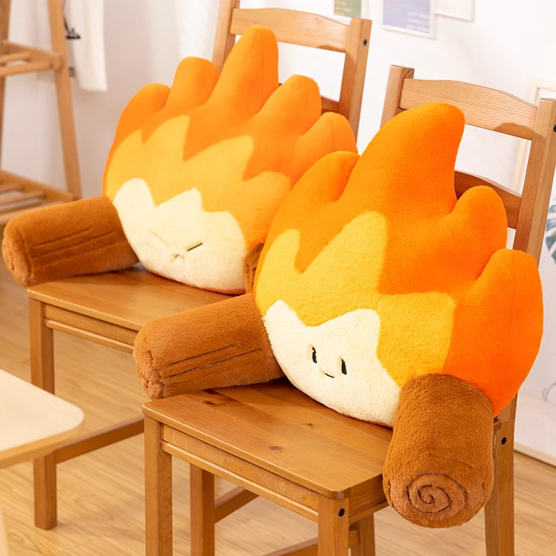 Simulation Cartoon Smile Face Flame Plush Toys Stuffed Soft Sofa Chair Cushion Office Plushie Throw Pillow for Girls Gifts Decor