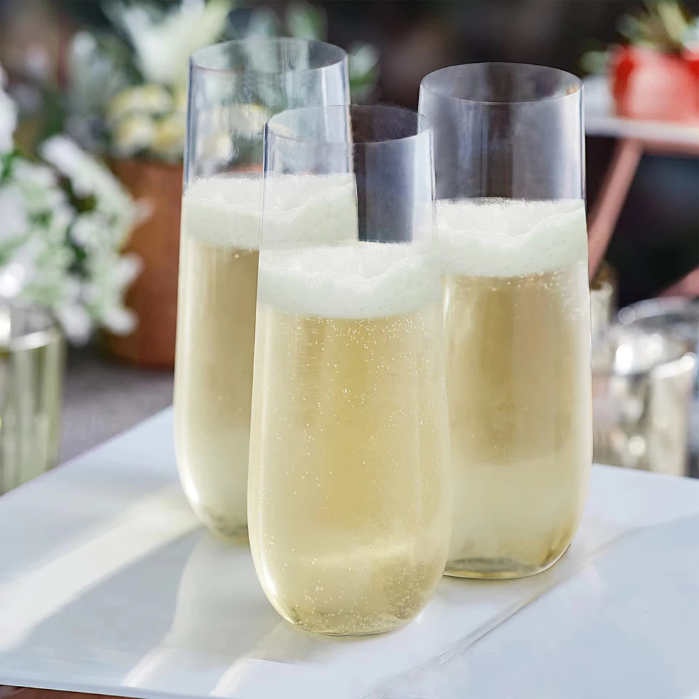 

24 шт., пластиковые флейты для шампанского, прозрачные одноразовые чашки для шампанского/коктейля, винный пузырь, чай, свадебная вечеринка, стаканы для молочной воды, кружка