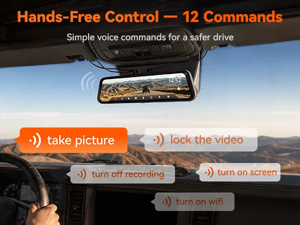 WOLFBOX G900Core 12" 4K+1080P Mirror Dash Cam, 8MP STARVIS 2 IMX678 Night Vision Built-in 5.8GHz WiFi 6, Voice Control, Dual HDR