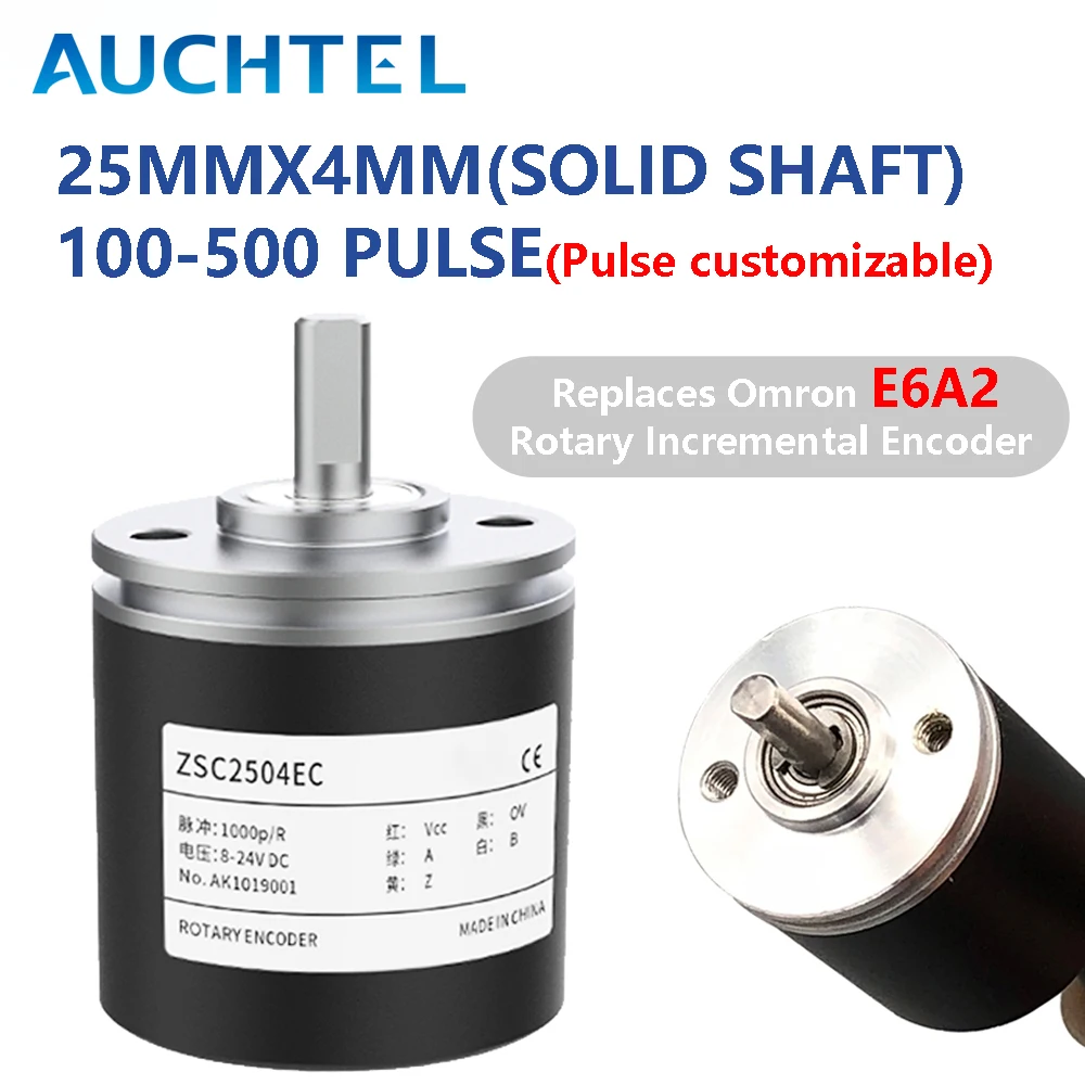 AUCHTEL E6A2-CWZ3C E6A2-CS3C E6A2-CS3E E6A2-CS5C E6A2-CW3E Incremental Rotary Encode AB 2 Phases 100 200 360 400 500PPR 5-24VDC