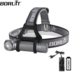 BORUiT LED Headlamp XPL V5 1000LM Powerful Headlight 3-Modes Right Angle Flashlight Camping Hunting Head Torch Use 18650 Battery