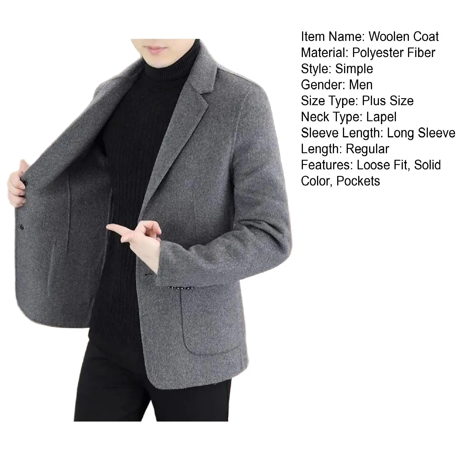 2024 Spring Autumn New Long Cotton Coat New Wool Blend Pure Color Casual Business Fashion Men\'s Clothing Slim Windbreaker Jacket