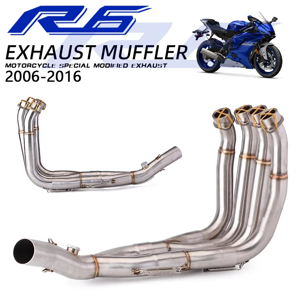 Universal 51mm volles Motorrad-Auspuffanlage Escape Slip On Front Tube Link Pipe Connect Muffer für Yamaha R6 2006-2016