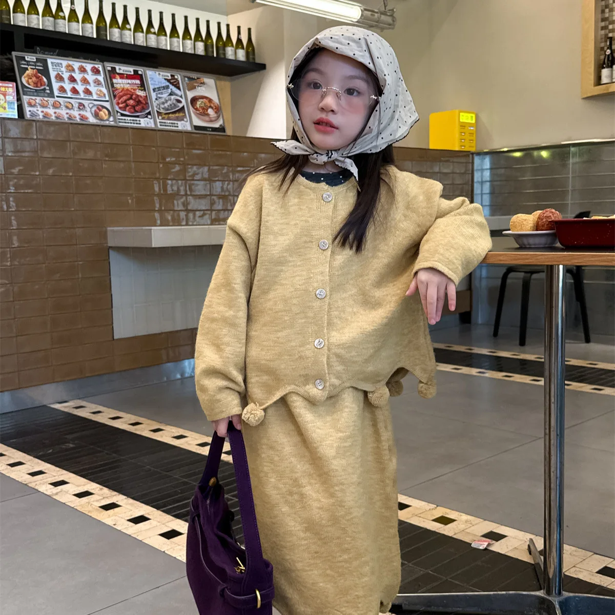 

Girls Suit 2025 Autumn and Winter New Children's Clothing Korean Style Girl Baby College Style Design Sense Sweater Two Sets
