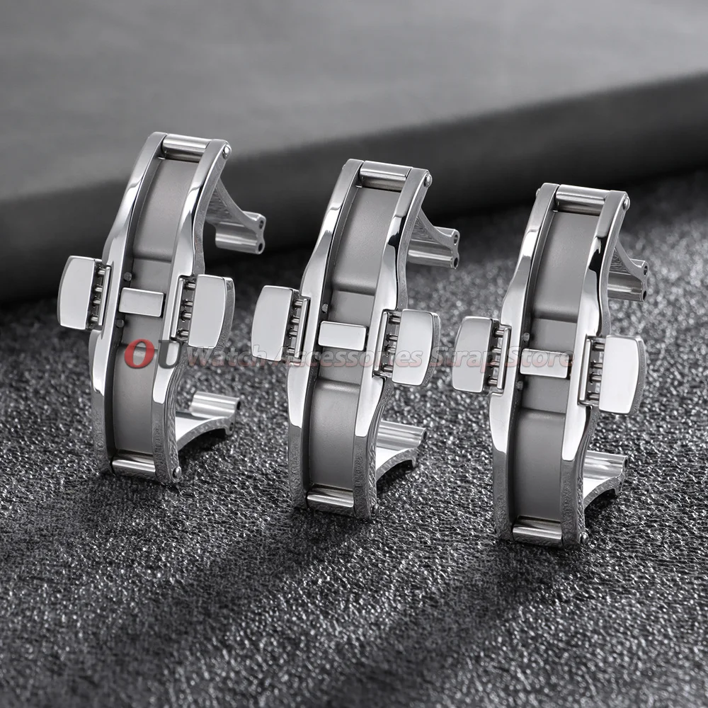 Stainless Steel Butterfly Buckle for Tissot 1853 T035617 T035439 Watch Buckles Double Press Watch Strap Silver Solid Steel Clasp - view 5