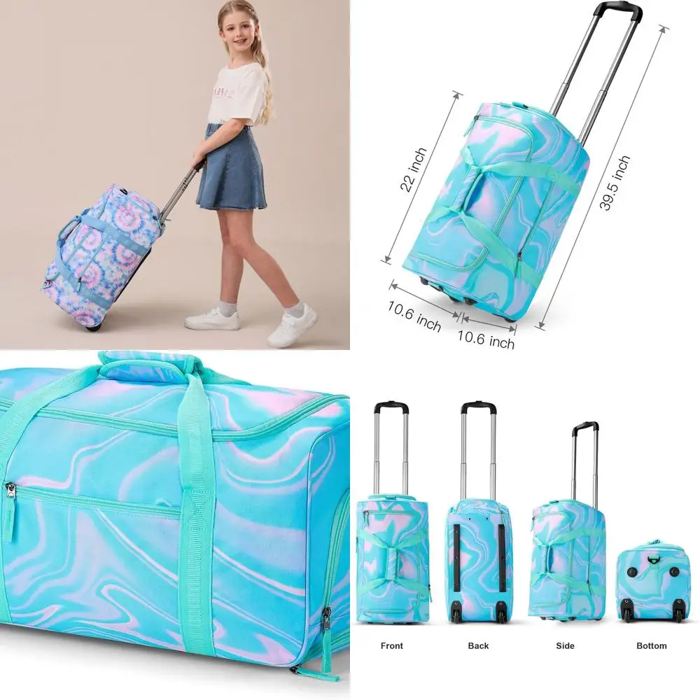 

Бирюзовая спортивная сумка на колесиках для детей и подростков, 22 дюйма, с колесами для кемпинга и путешествий