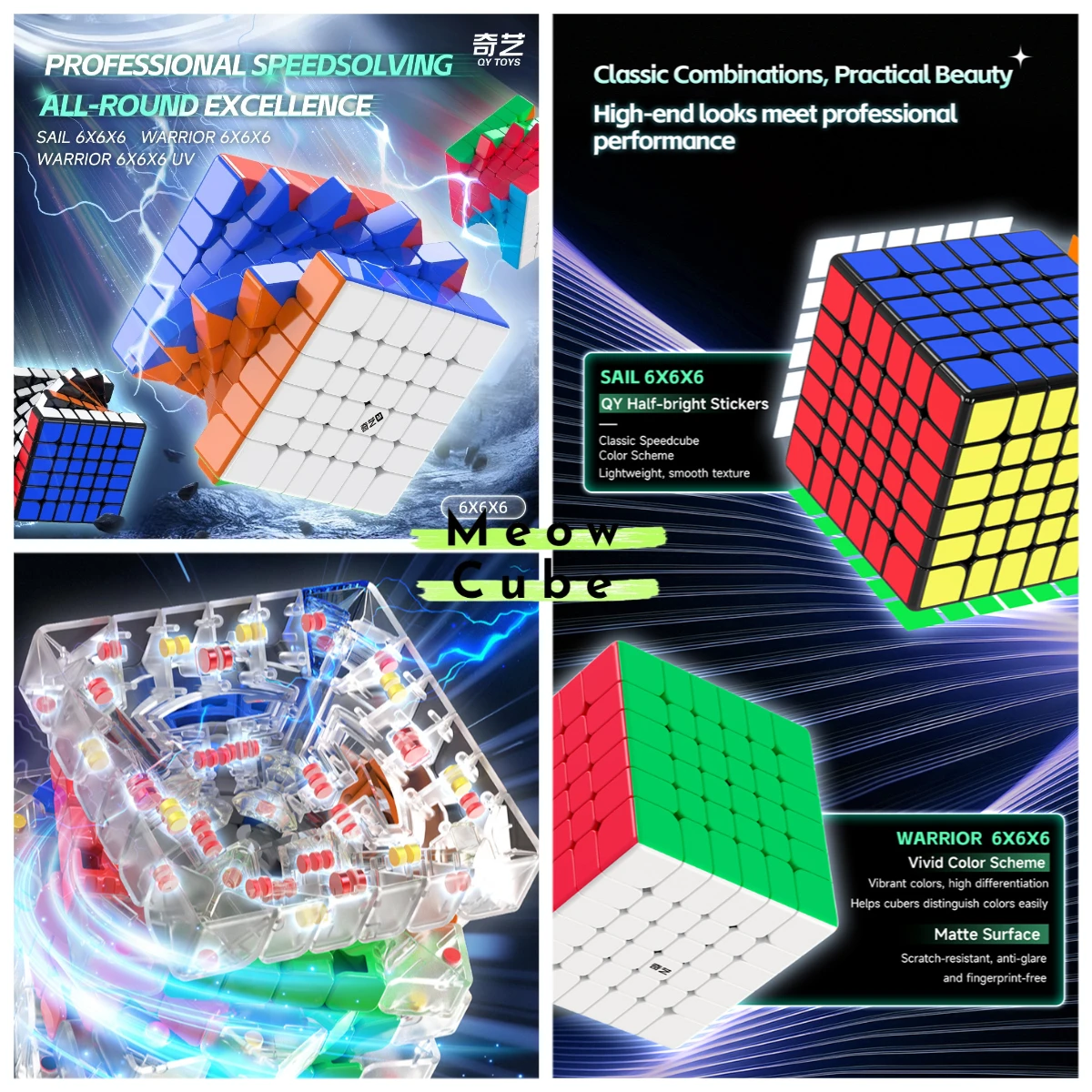 

NEW！[SomeCube] QiYi Warrior 6x6 Cube Speed 6Layers Hands-on Magico Stickerless Magic Puzzle Cube Toy for Speedcube UV Coated