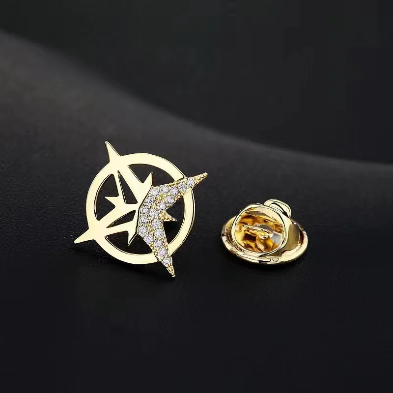 Six-Pointed Star Brooch Men\'s Suit Corsage Small Collar Pin Shirt Collar Button Creative Personalized Badge Button