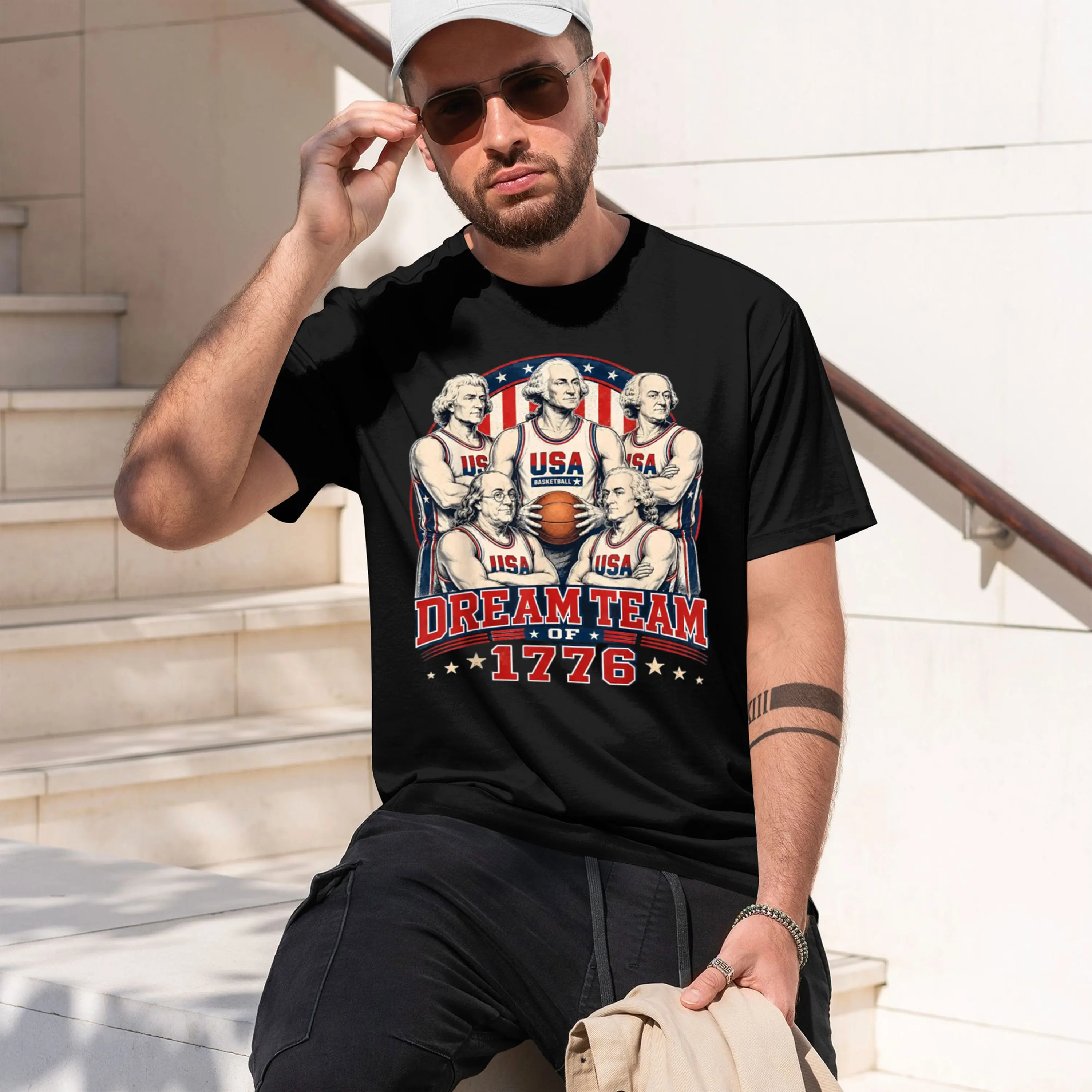 eam 1776 Amera 4Th Of July Independence Team T-Shirt Summer Short-Sved Breathable Sweat-Wking Versatile Trendy T-Shirt 2026 New