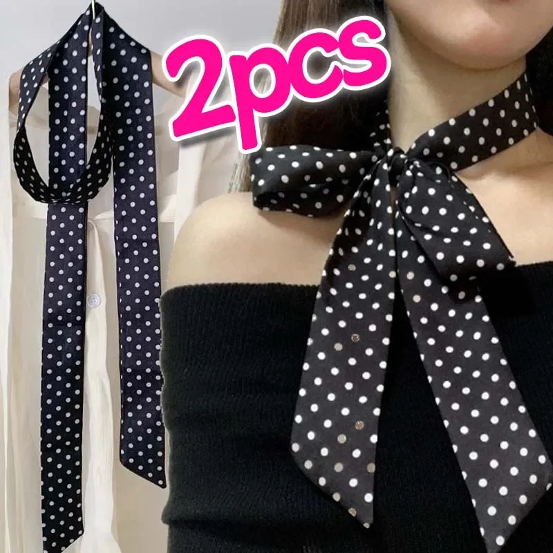 

Black Leopard Print Polka Dot Scarf Neckerchief Women Silk Satin Tie Hair Band Bags Handle Decoration Scarfs Fashion Accessories