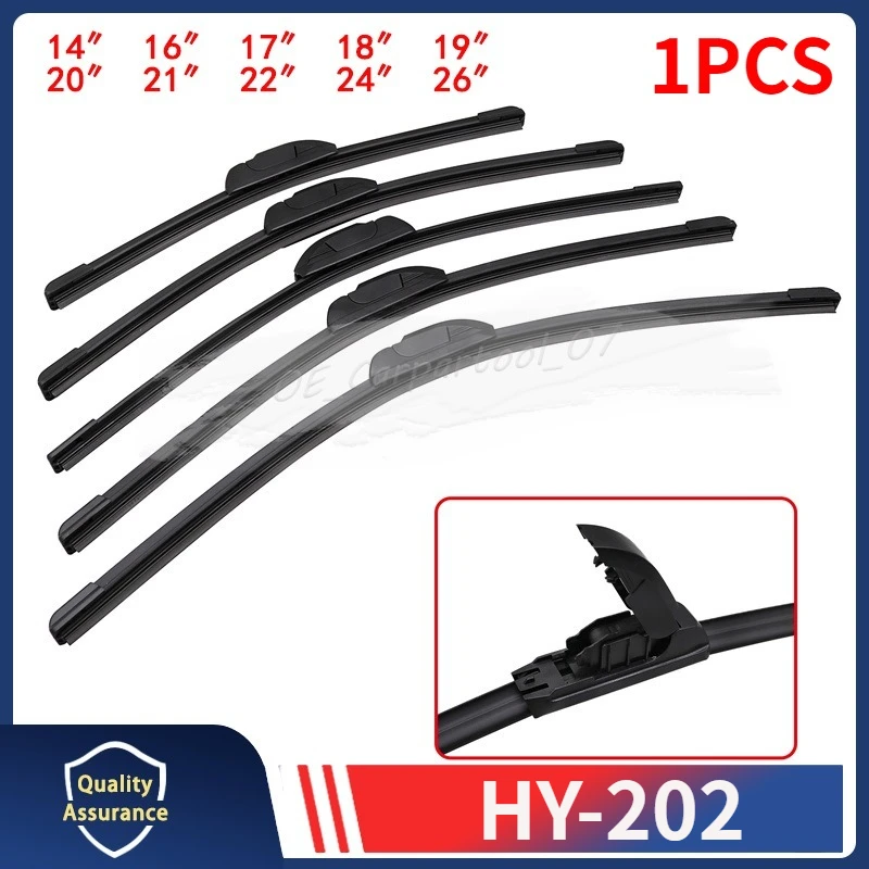 HY-202 Universeller U-Typ Scheibenwischer mit Weichem Gummi, Rahmenlos und Geräuscharm, von 14 bis 26 Zoll