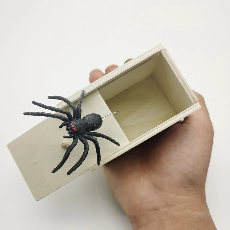 Simulação de halloween aranha susto caixa de brincadeira criativo pop out aranha caixa de susto de madeira diversão surpresa piada brincadeira truque brinquedo crianças presente