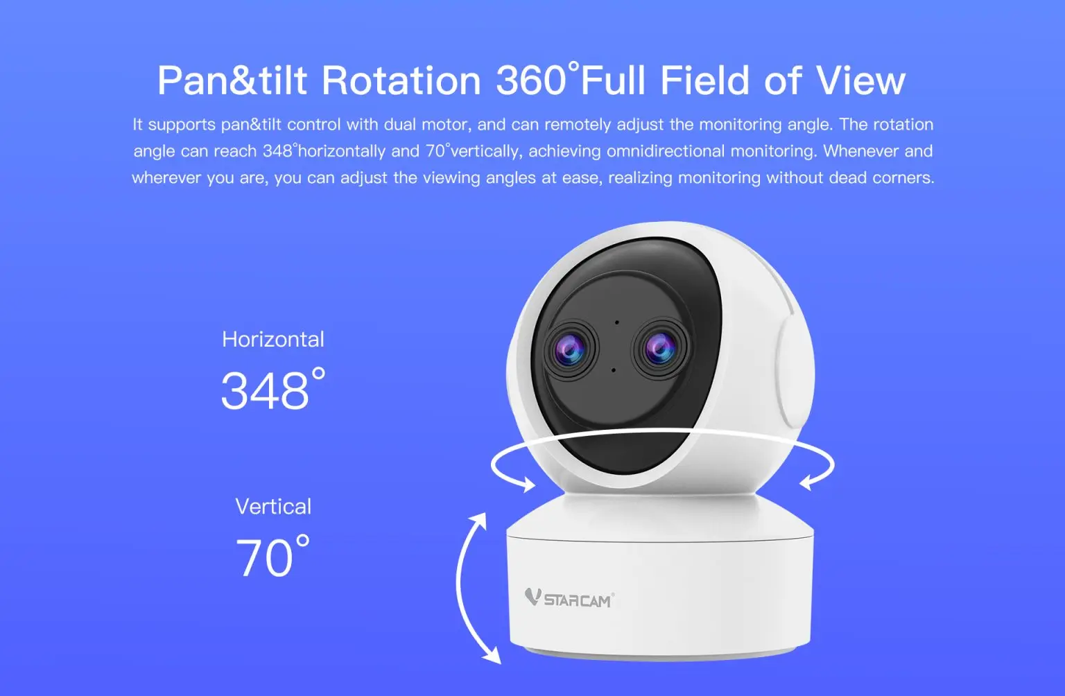 

3MP 1296P Vstarcam O-kam APP Dual Lens PTZ IP Dome Camera Full Color AI Humanoid Detection Home Security CCTV Baby Monitor
