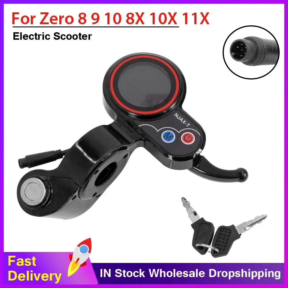 

NJAX-T Throttle Gauge Speed Display for Zero 8 9 10 8X 10X 11X Electric Scooter 48V LED Display with Buttons Dashboard Parts