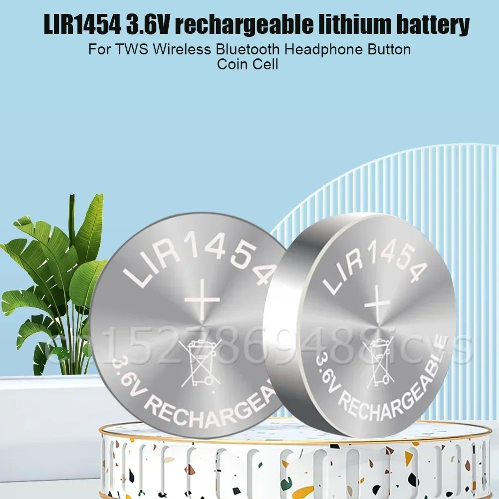 1-3PCS 3.6V 85mAh LIR1454 LIR 1454 Rechargeable Lithium Battery For Bluetooth Headset Watch Replaces CR1454 CP1454 Button Cell