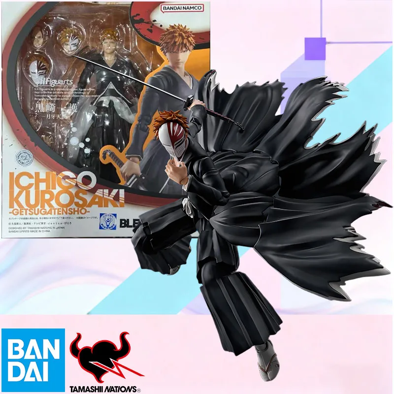 

В наличии BANDAI Original S.H.Figuarts BLEACH ICHIGO KUROSAKI GETSUGATENSHO SHF Фигурка МодельПодарок для детей Пенопластовая коробка Упаковка