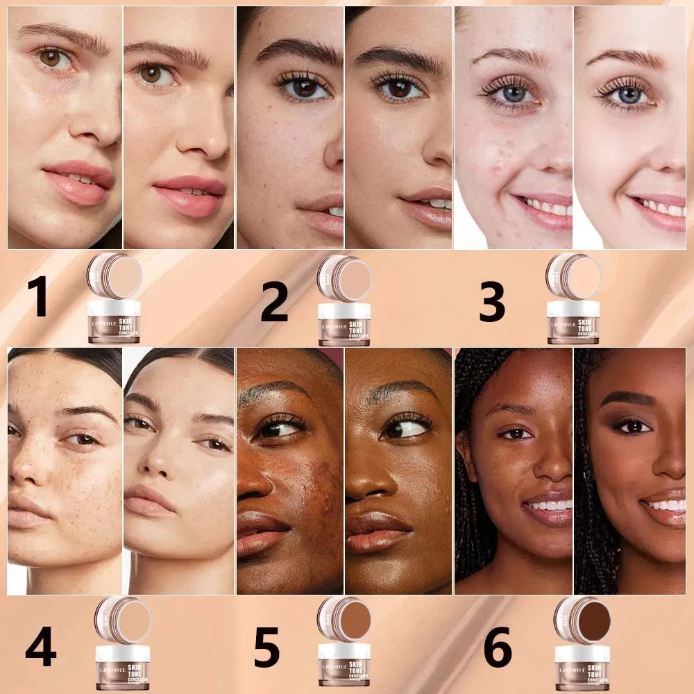 タトゥーやそばかすをカバーする6色コンシーラー、くま、ニキビ跡、顔のニキビをカバーするファンデーションクリーム、ウォータープルーフメイクアップ