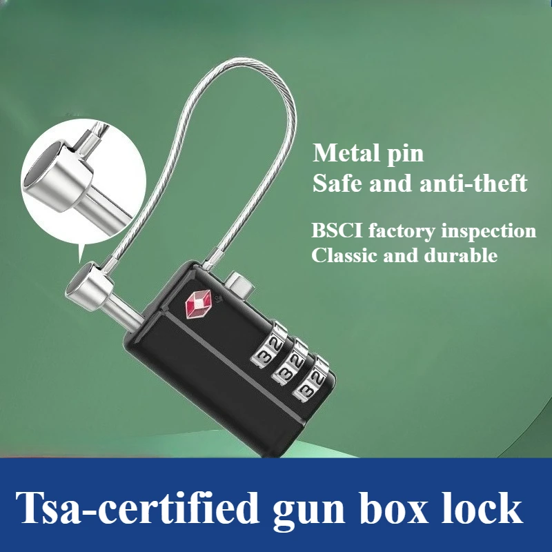 الجمارك ، قفل صندوق البندقية TSA ، قفل السلك ، قفل صندوق البندقية المضاد للسرقة ، مجموعة سبائك مكونة من 3 أرقام ، دبوس 6 سنتيمتر #1